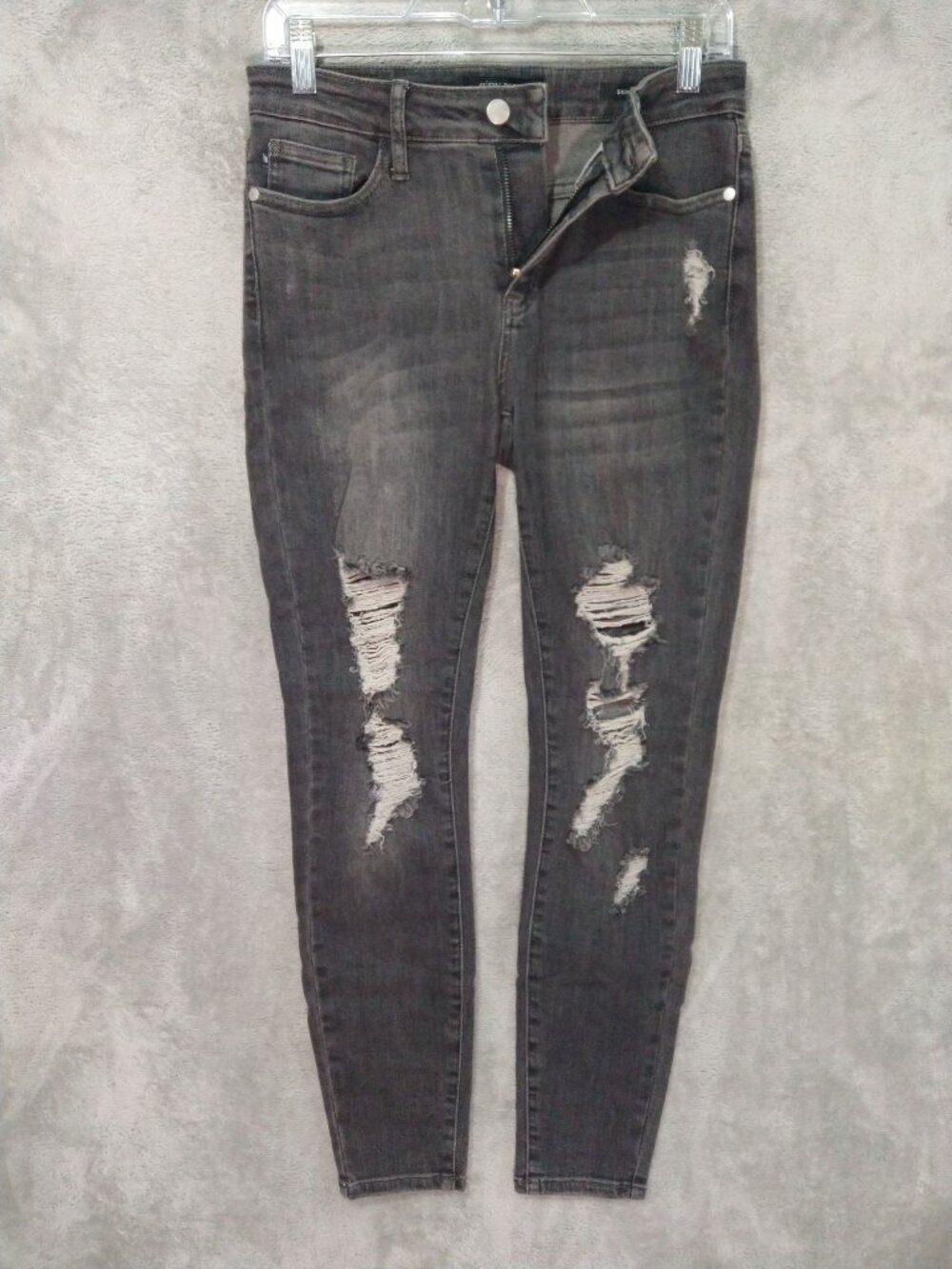 Judy Blue Skinny Jeans Womens 7/28 Gray Ripped Stretch Denim Mid Rise